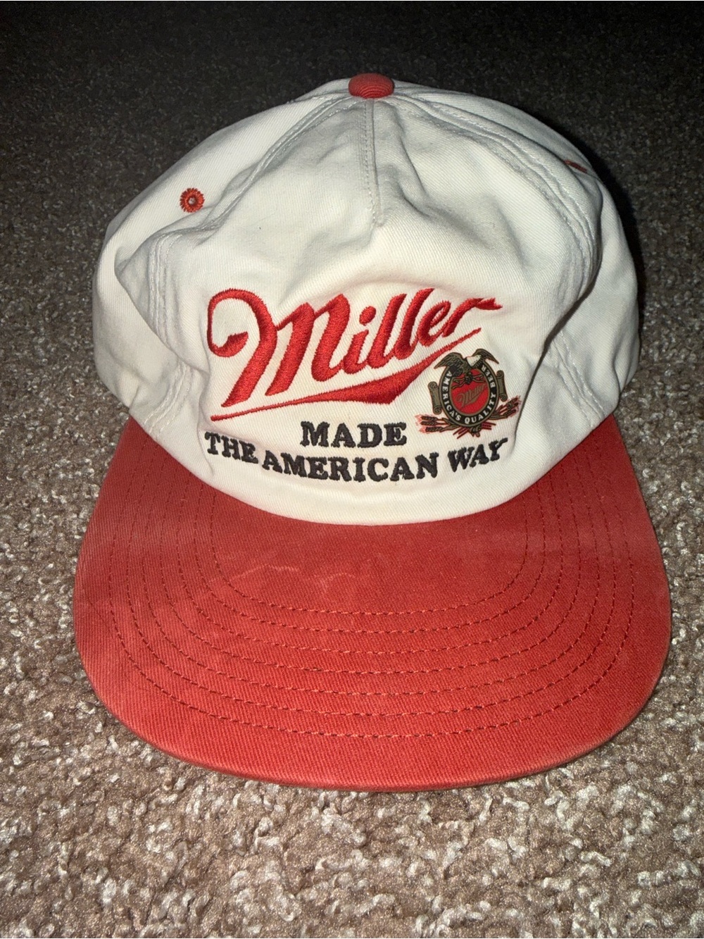 Miller 'Made The American Way' Two-Tone Baseball Cap - White & Red
